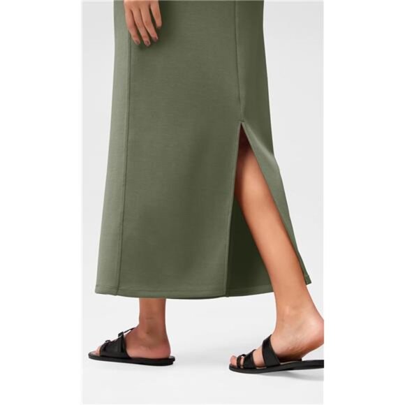 Soft Maxi Skirt, Casual Long Pencil Skirts Green - Picture 4 of 5